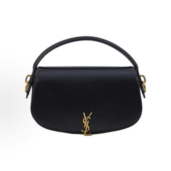 SAINT LAURENT bronze metal hardware handbag for women in black